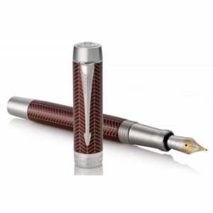 Ручка перьевая Parker Duofold Prestige Centennial F307 Burgundy Chevron CT F золото 18K