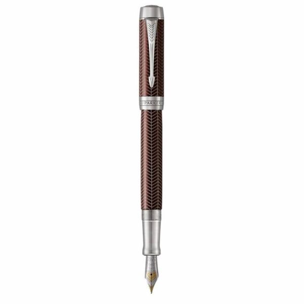 Ручка перьевая Parker Duofold Prestige Centennial F307 Burgundy Chevron CT F золото 18K