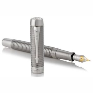 Ручка перьевая Parker Duofold F308 Prestige Centennial Ruthenium Chiselled CT F золото 18K