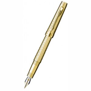 Ручка перьевая Parker Premier DeLuxe F562 Chiselling GT F золото 18K с родиевым покрытием