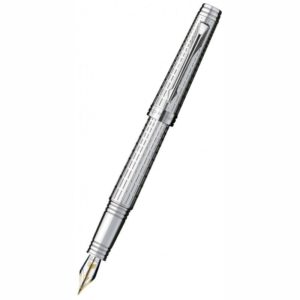 Ручка перьевая Parker Premier DeLuxe F562 Chiselling ST F золото 18K с родиевым покрытием