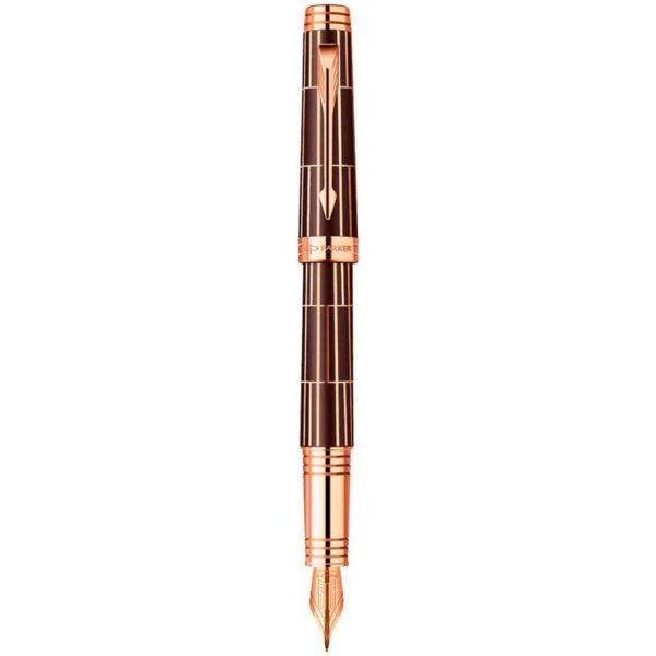 Ручка перьевая Parker Premier Luxury F565 Brown PG F золото 18K