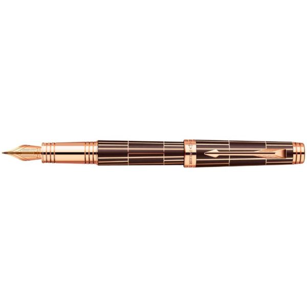 Ручка перьевая Parker Premier Luxury F565 Brown PG F золото 18K