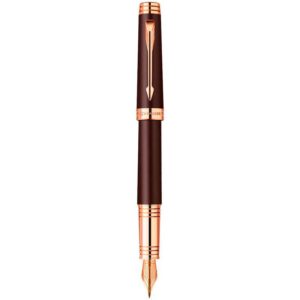 Ручка перьевая Parker Premier Soft F560 Brown PGT F золото 18К напыление розовой позолотой